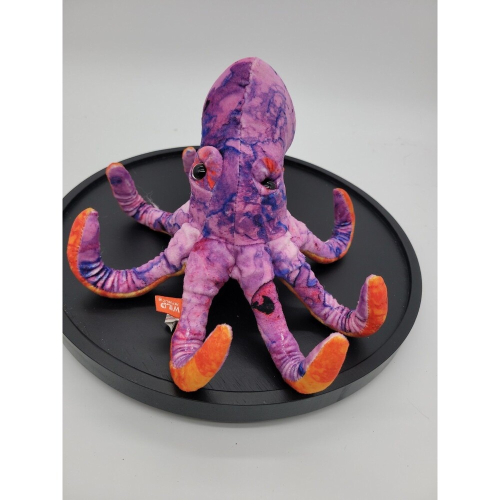 Wild Republic Purple Orange Tye Dye Octopus Plush Stuffed Animal 8 inch